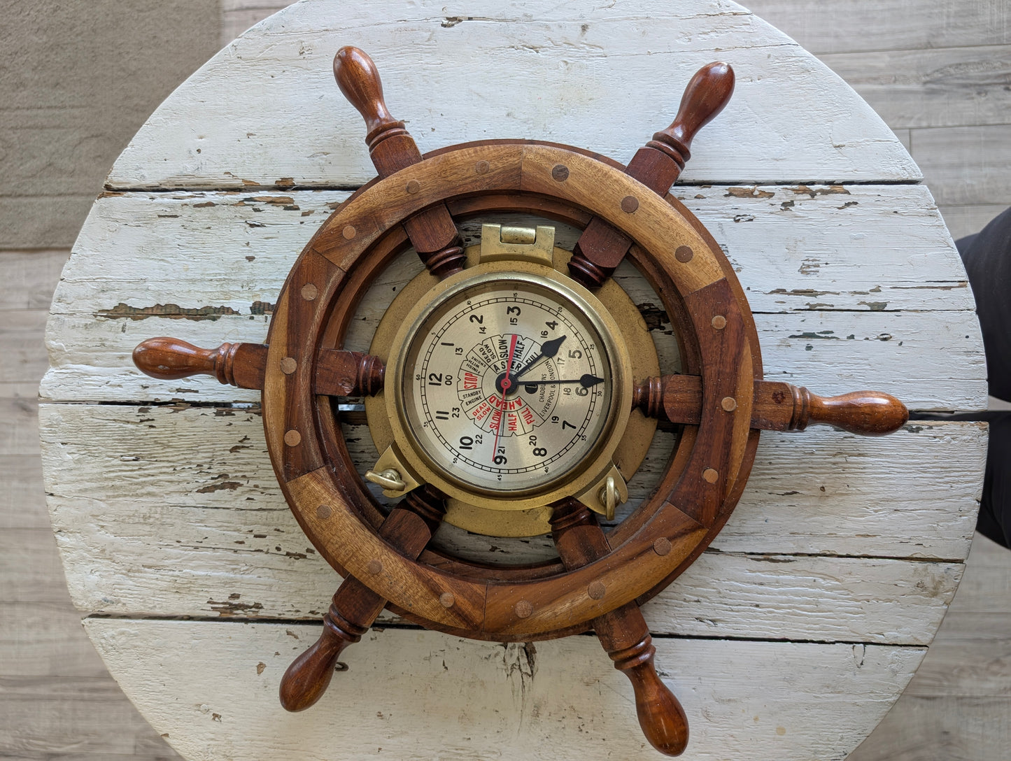 Nautical ship wheel clock