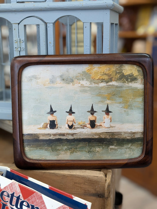 Witch beach day framed print