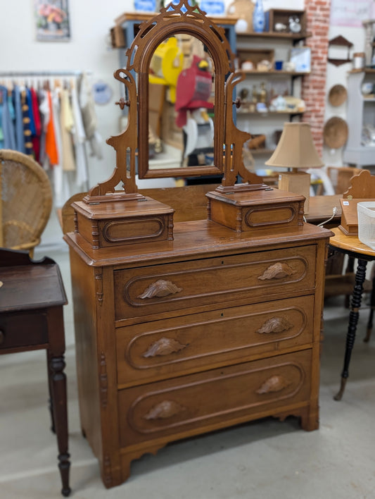 Walnut dresser with pivot mirror