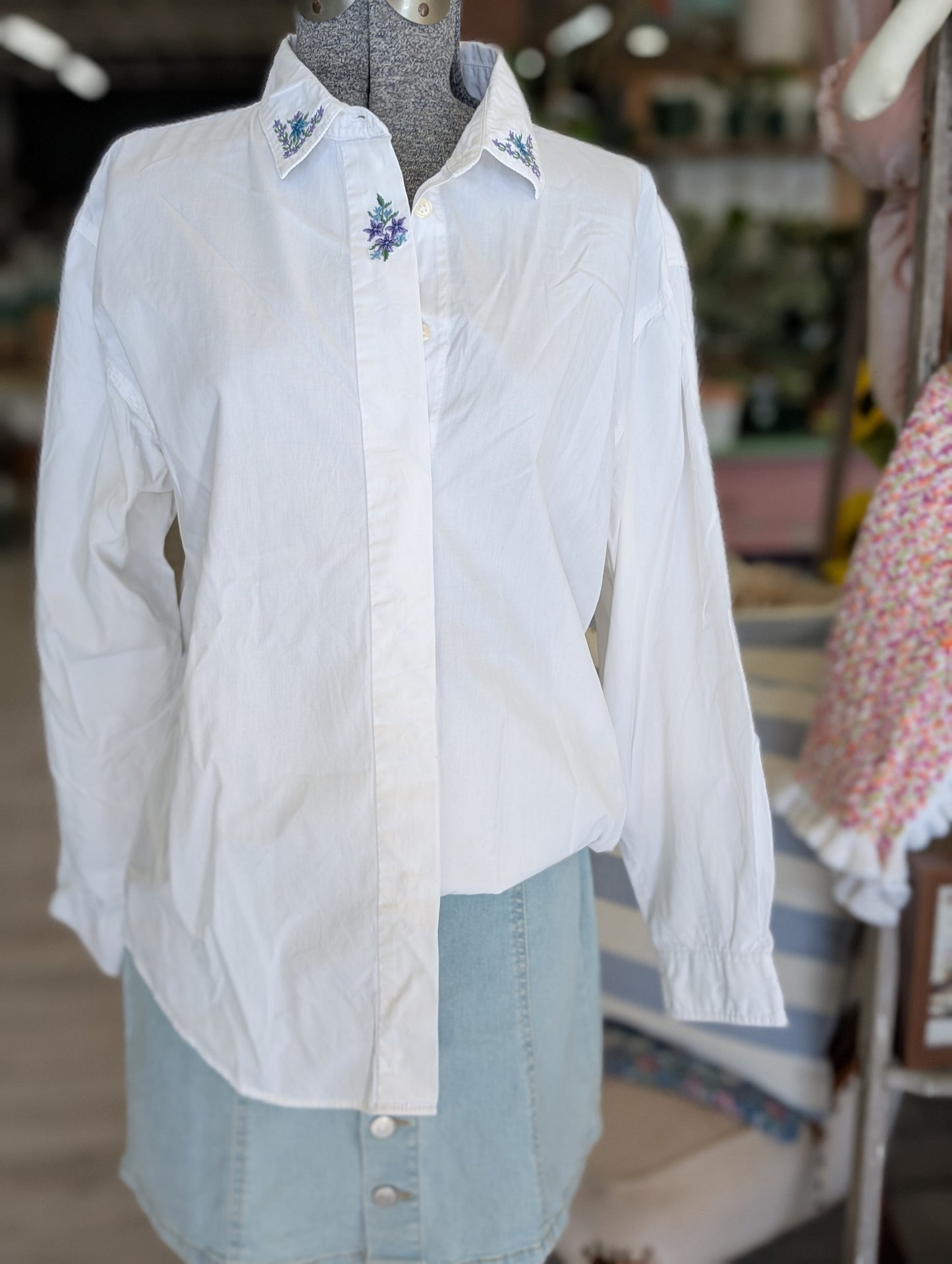Button up embroidery top