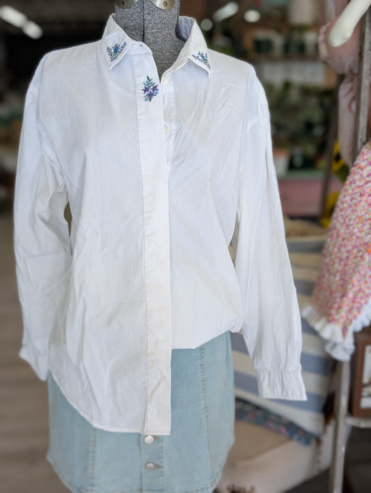 Button up embroidery top