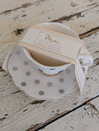 White with dots teacup