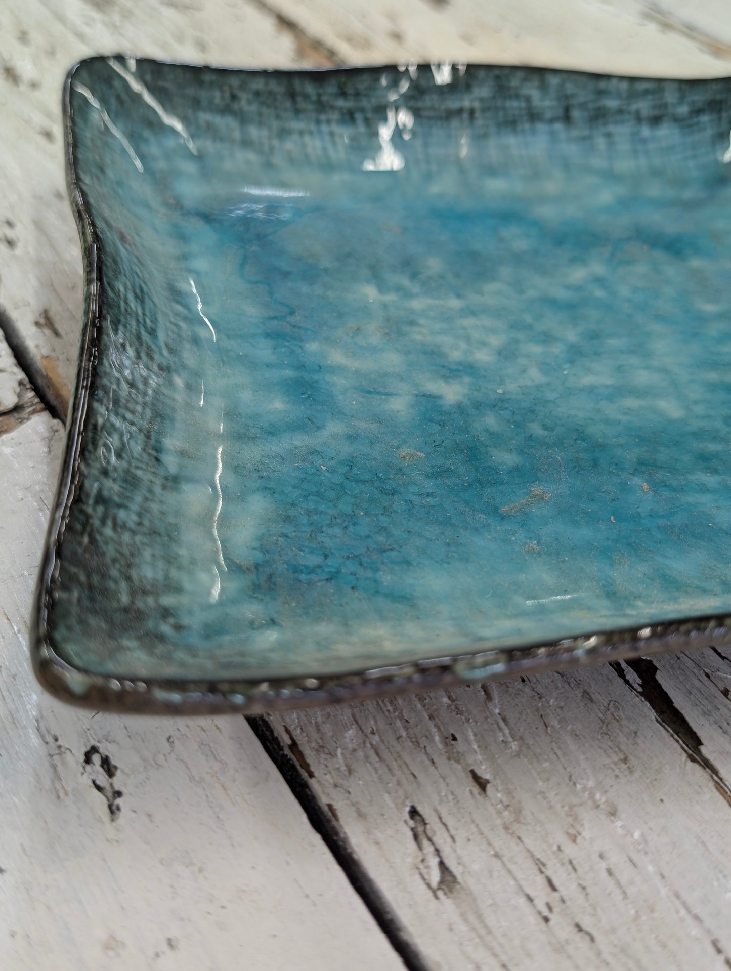 Blue ceramic tray