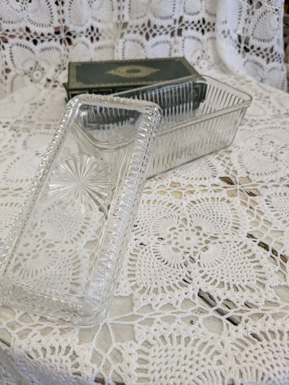 Federal Glass clear fluted refrigerator dish