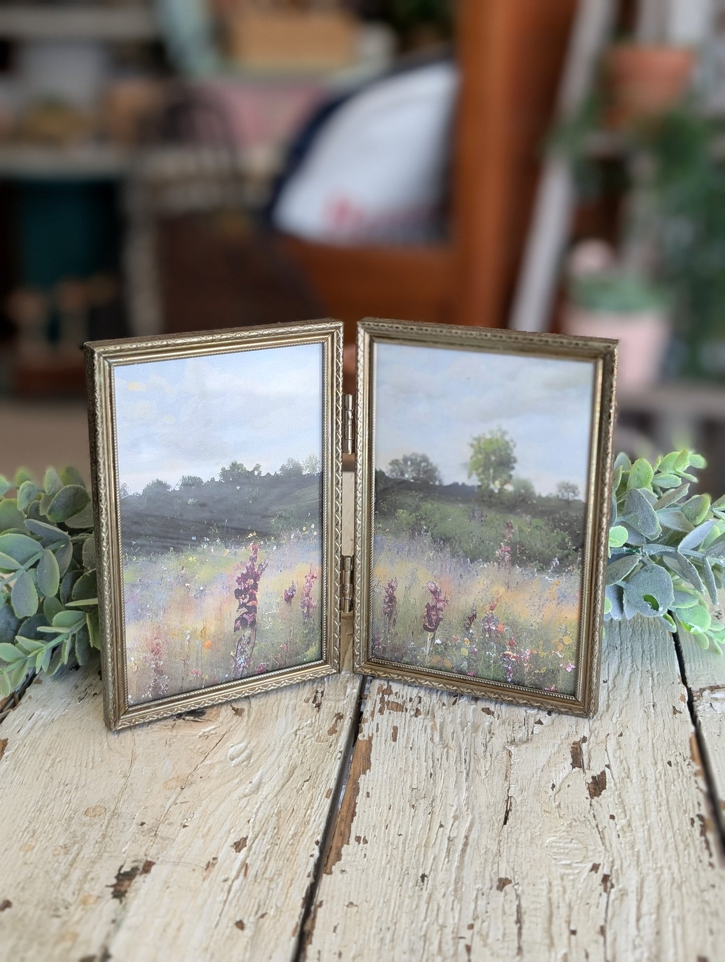 Bifold purple flowers in field