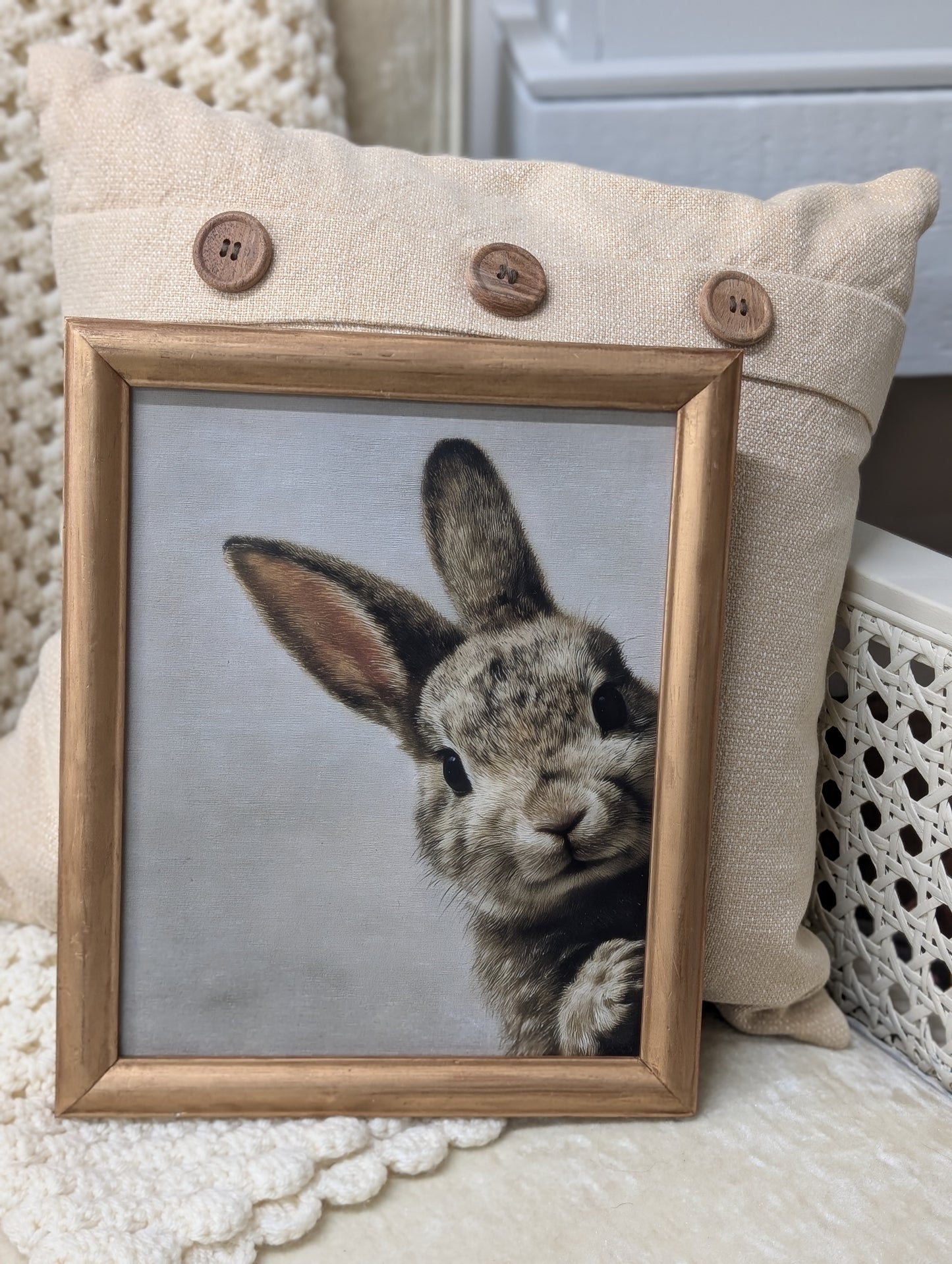 Peeking bunny framed print