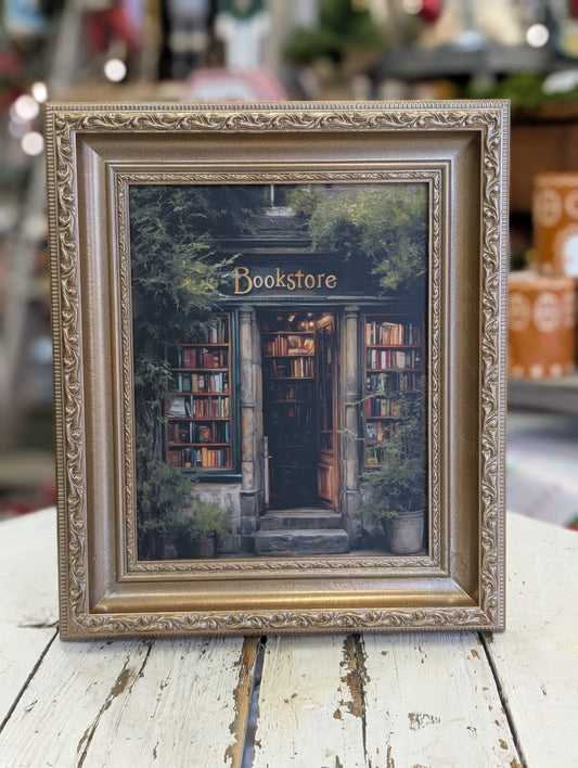 Framed bookstore print