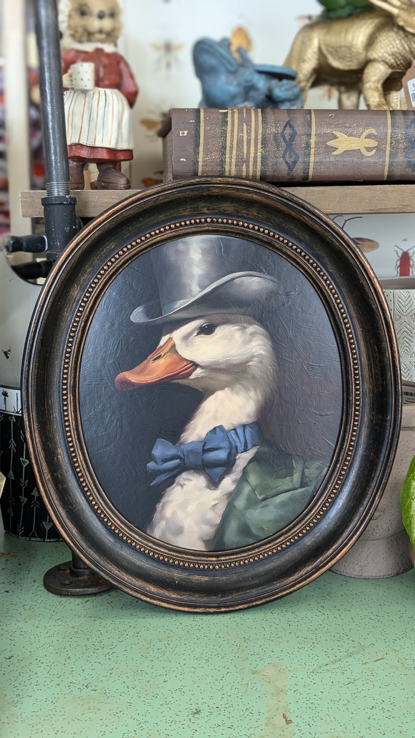 Oval Dapper Duck Print Framed