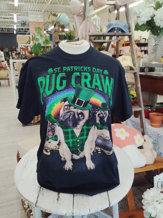 St. Pats Pug Crawl tee - M