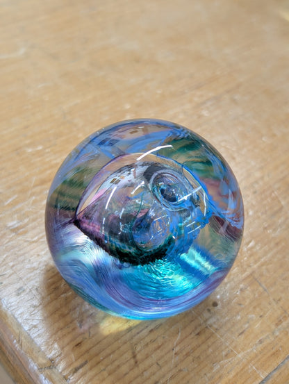 Hand blown glass paper weight