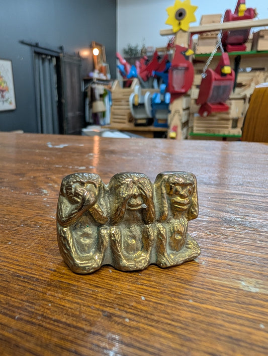 Solid brass monkey trio mini