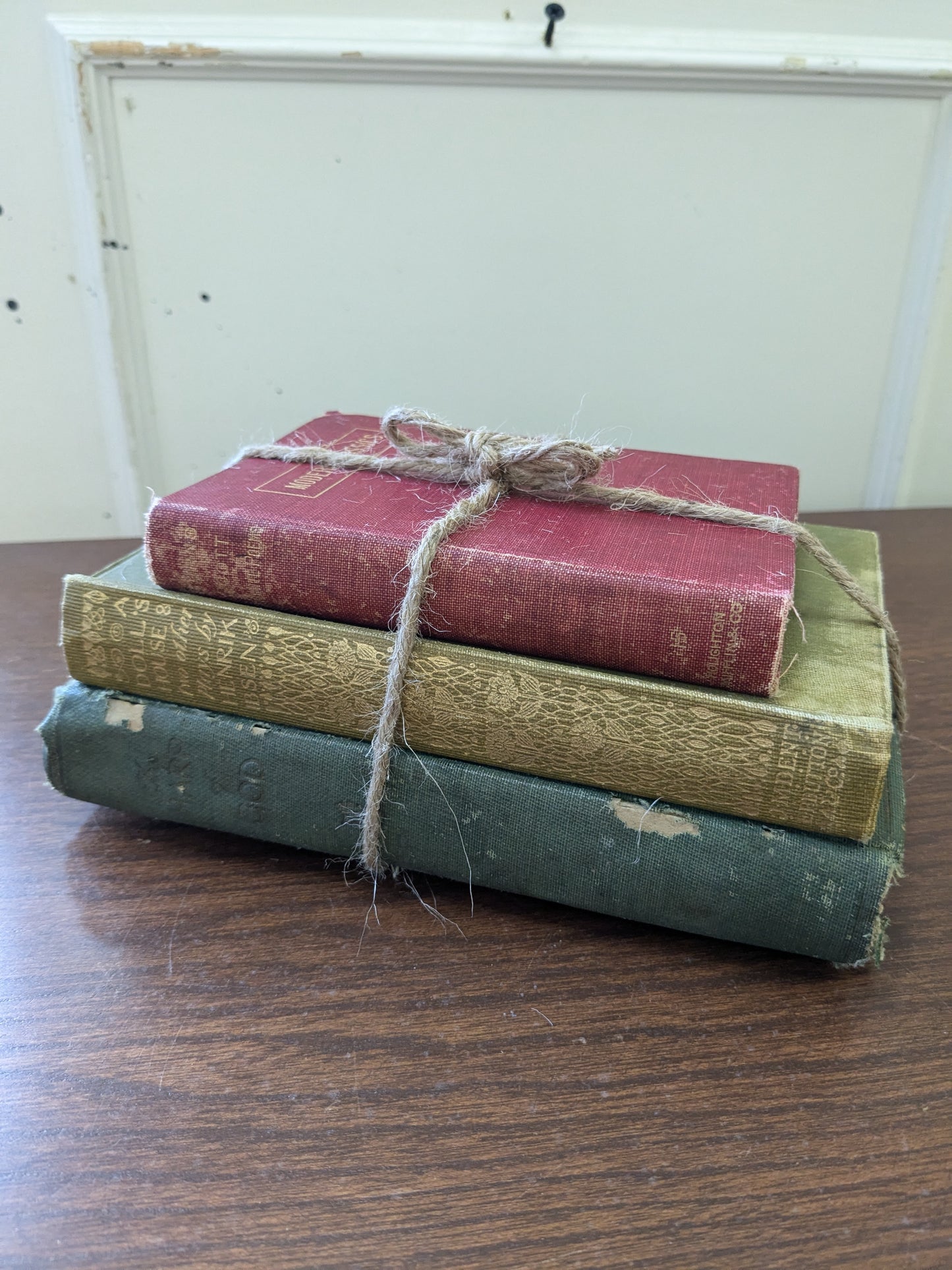 Antique holiday book stack