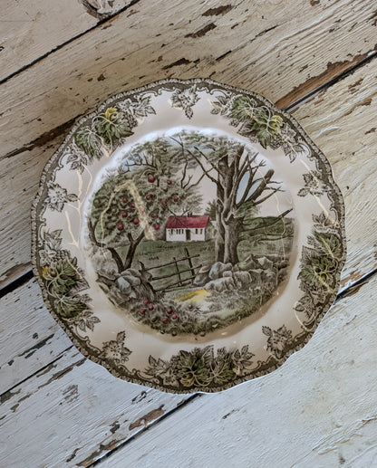 JB "Friendly Village" pattern plate with a pastoral scene