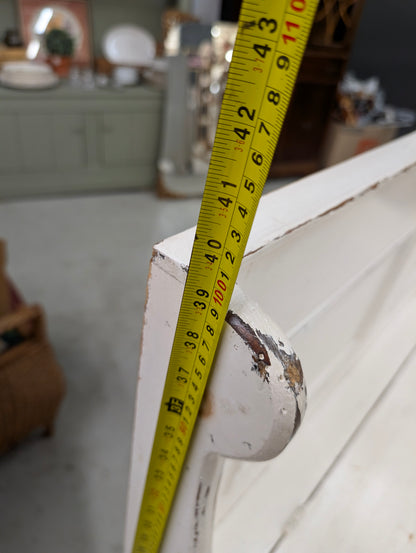 White distressed hall bench