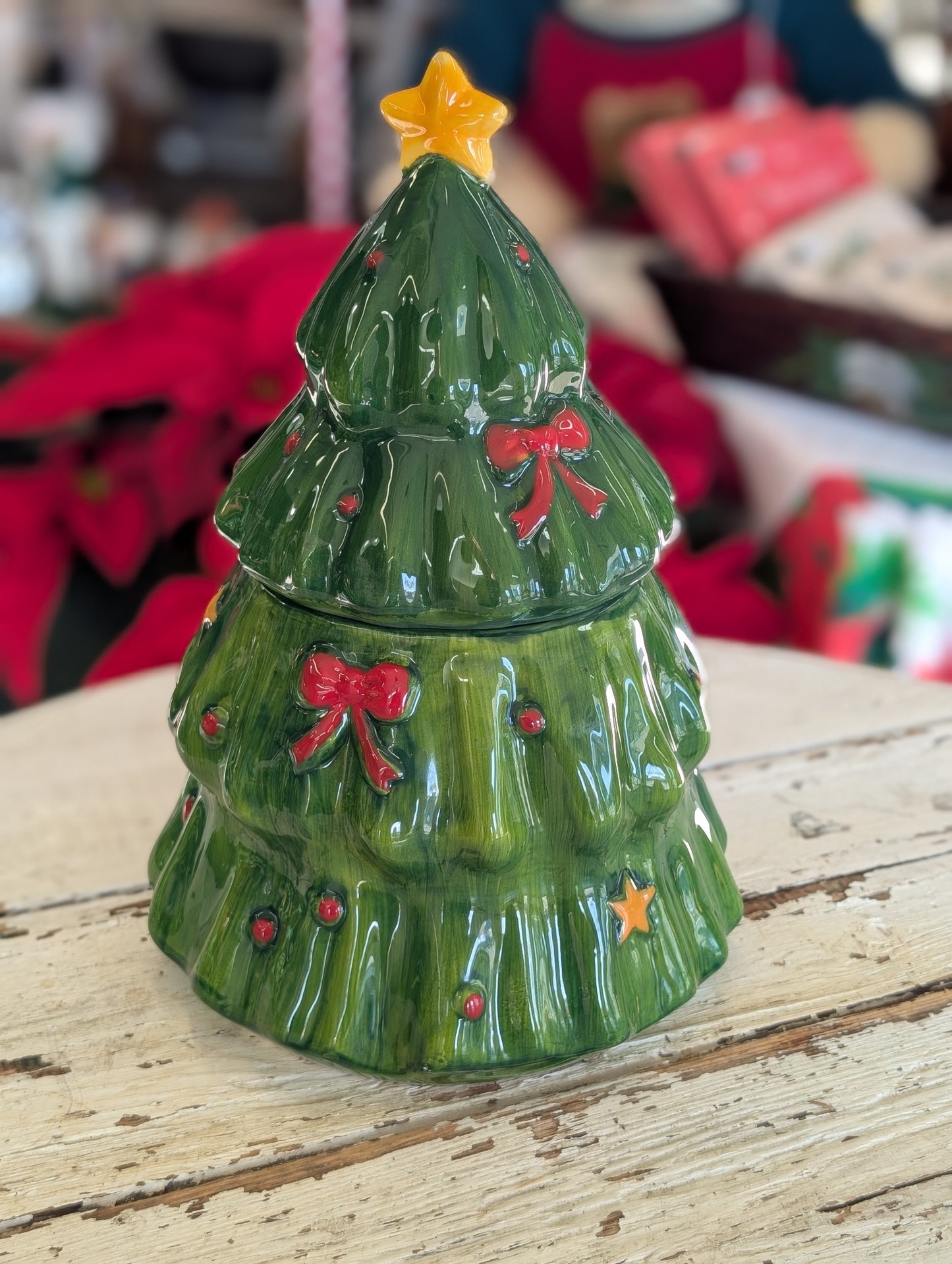 Ceramic cookie Jar tree with bows