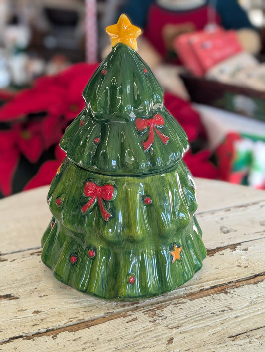 Ceramic cookie Jar tree with bows