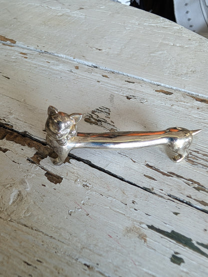 Set of 6 silver kitty knife rest