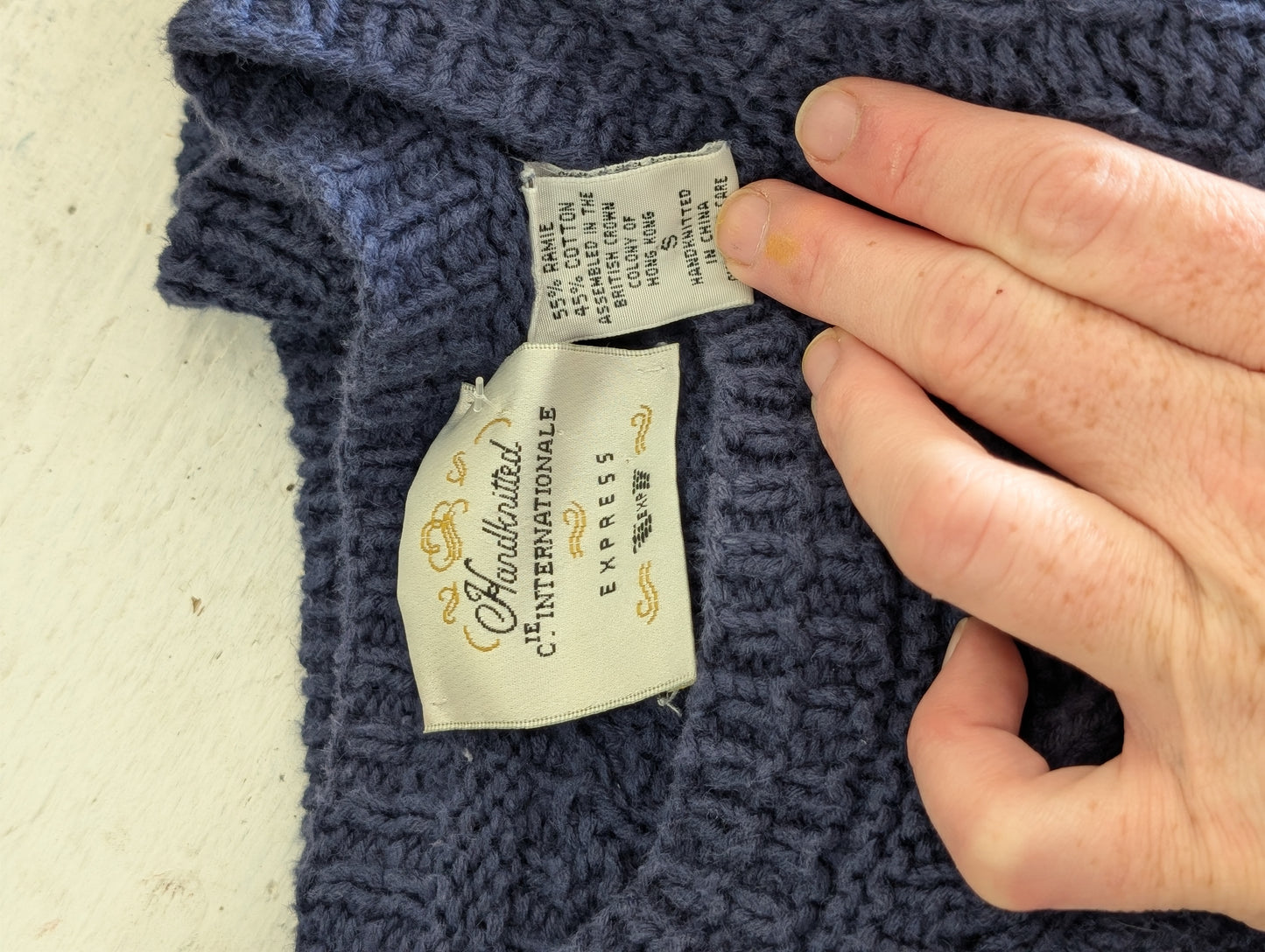 Navy blue knit sweater