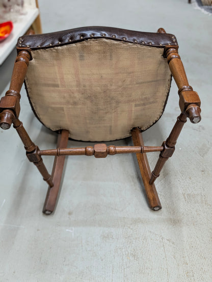 Faux leather wooden chair