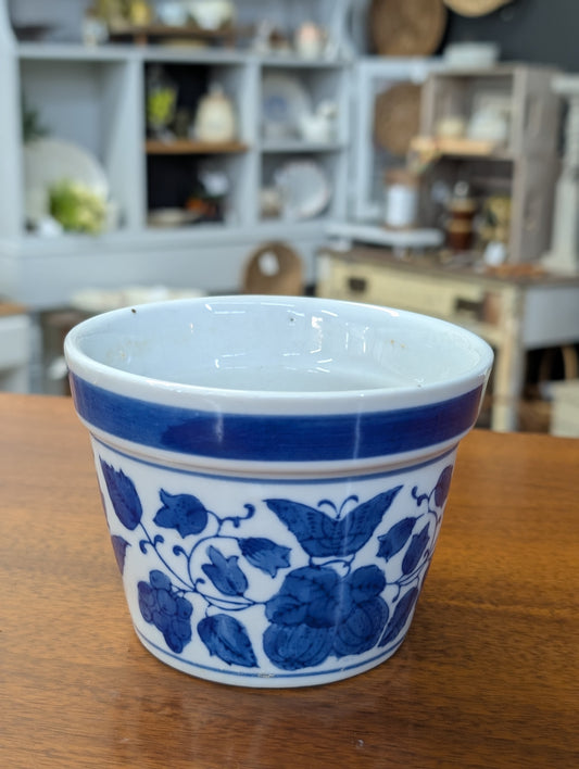 Small ceramic blue flower pot