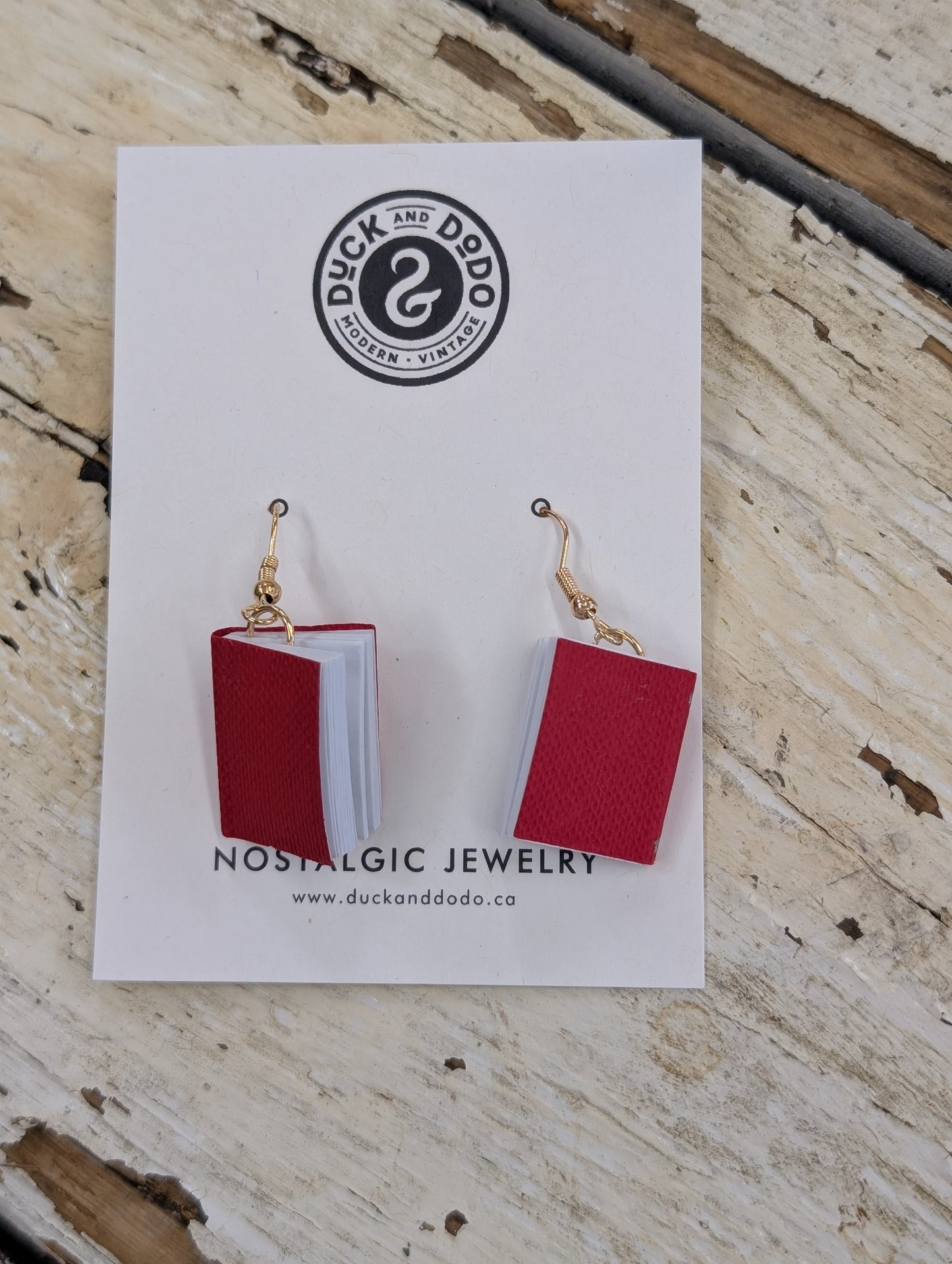 Red book earrings