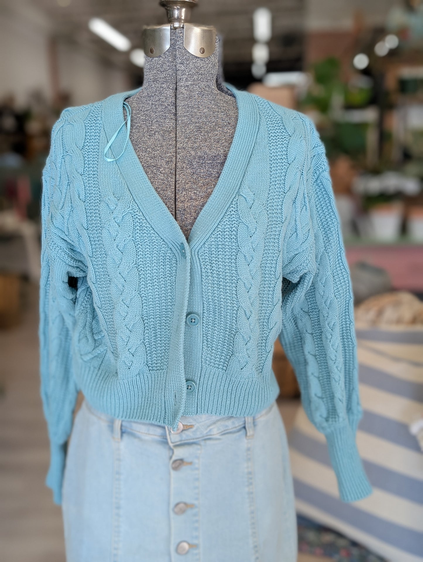 Chunky knit cardigan blue