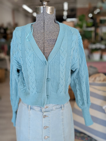 Chunky knit cardigan blue