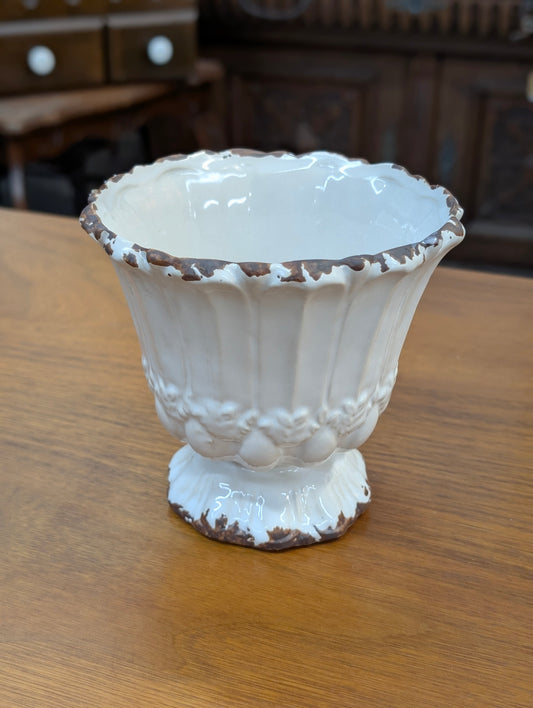 White distressed pot