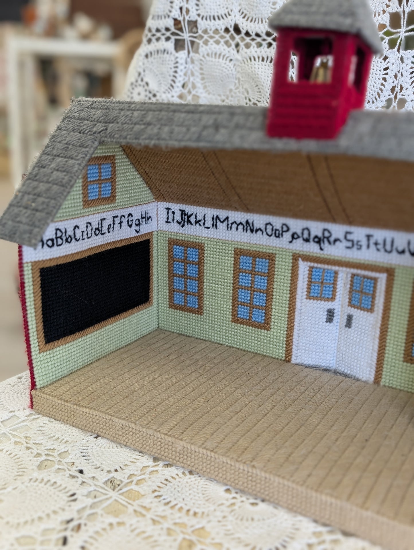 Plastic canvas school house