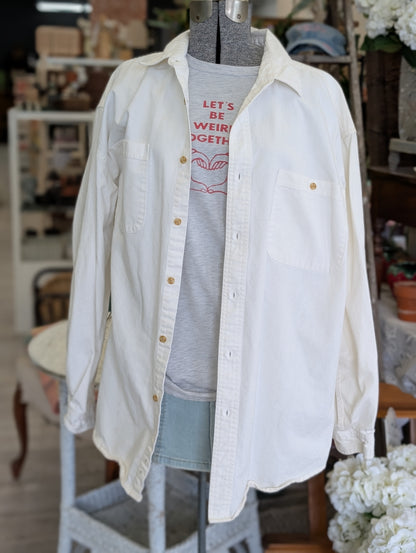 White jean button up