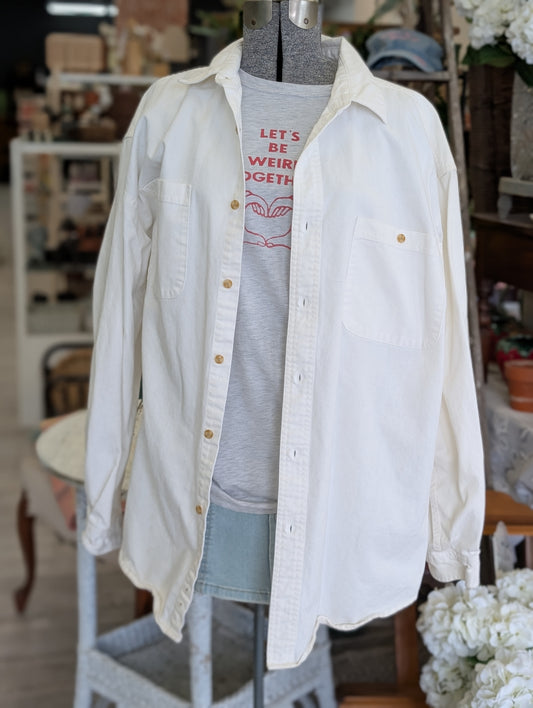 White jean button up