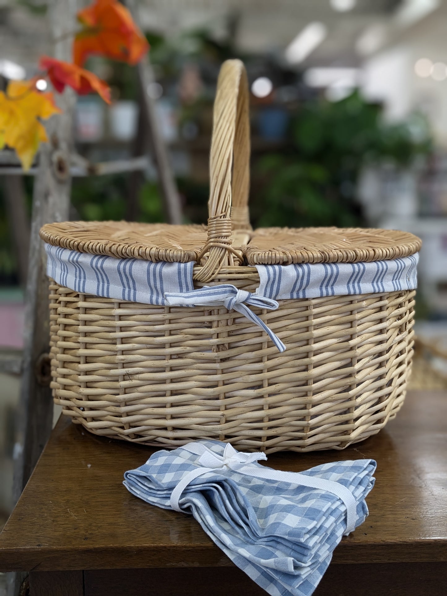 Picnic basket with napkins