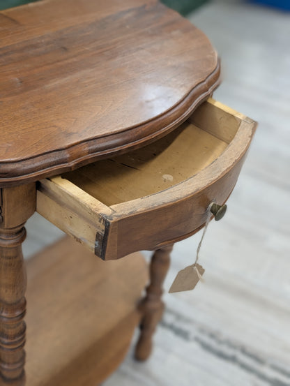 Wood half moon side table