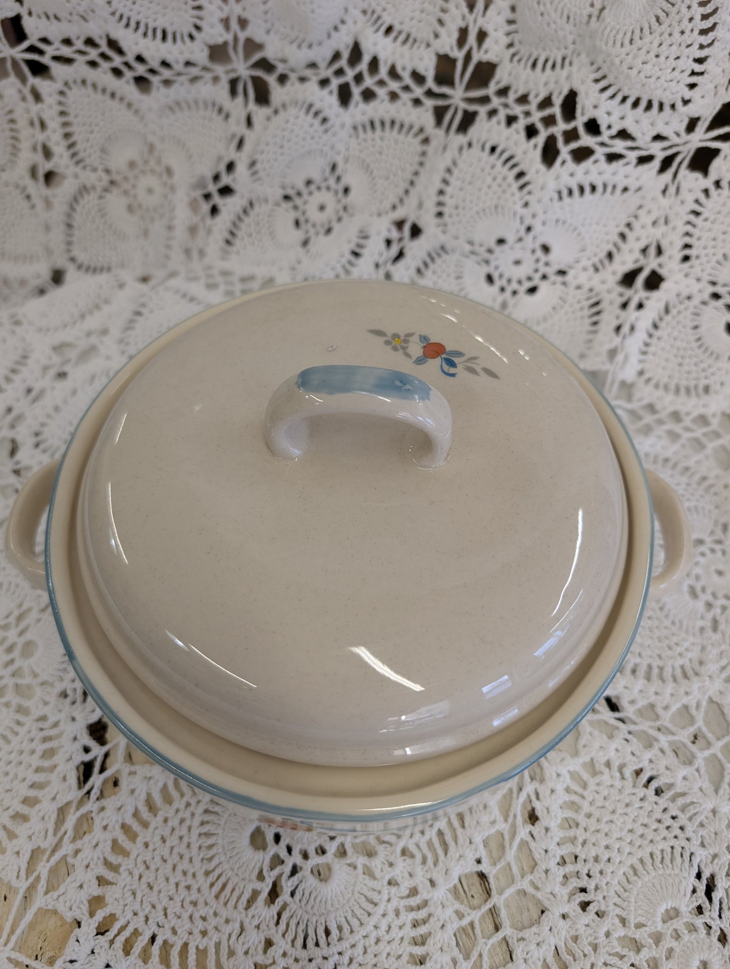 Marmalade" stoneware covered vegetable bowl with goose and strawberry