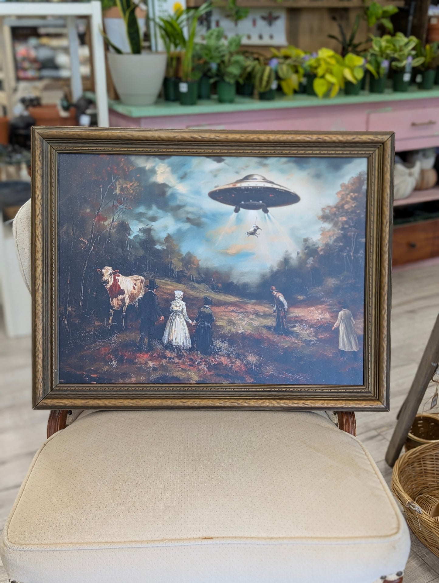 Wood frame with alien print