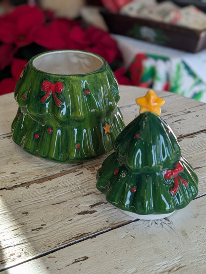 Ceramic cookie Jar tree with bows