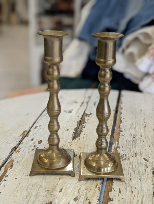 Set of brass plated candle stick