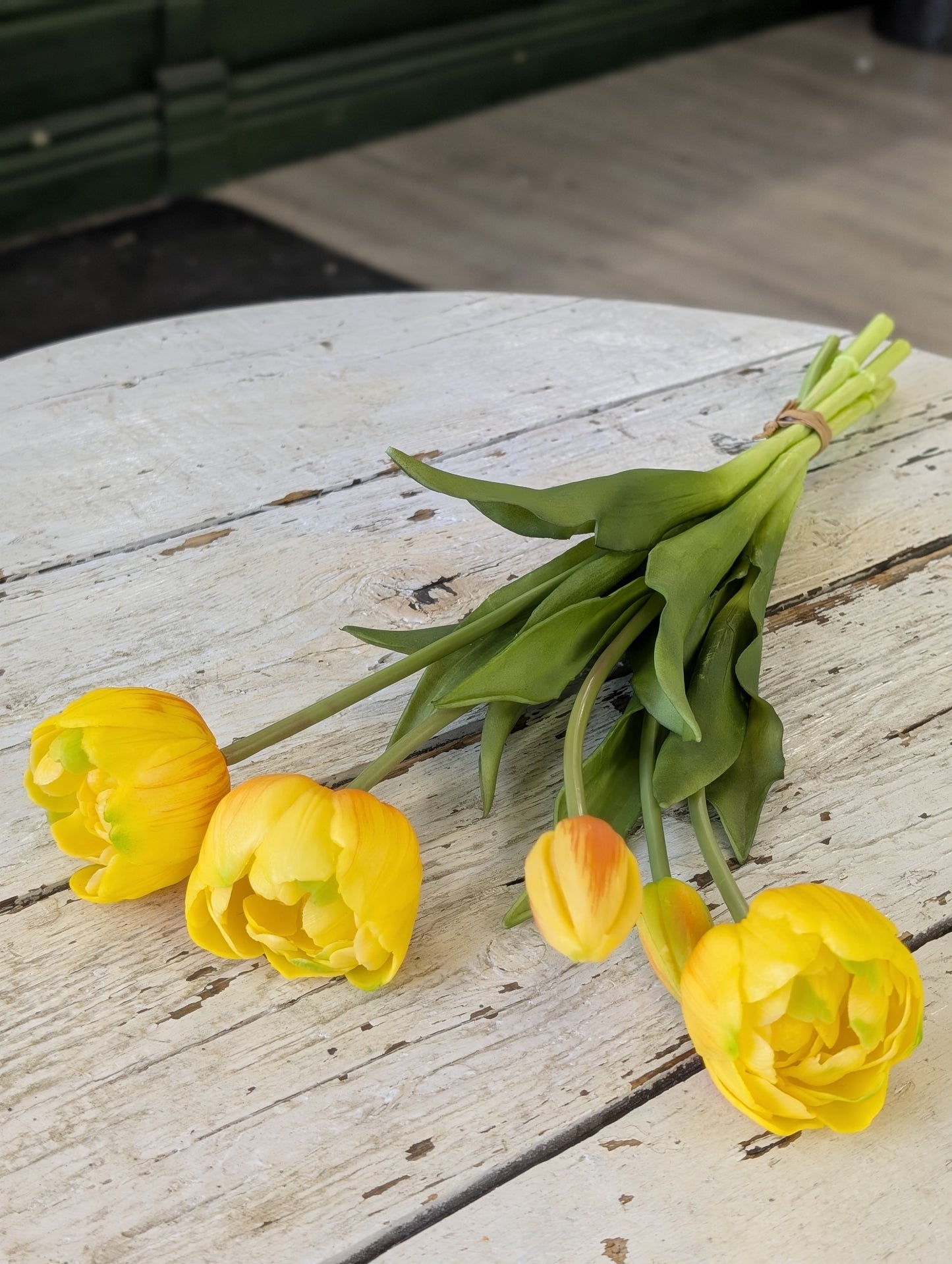 18" fresh touch yellow peony tulip