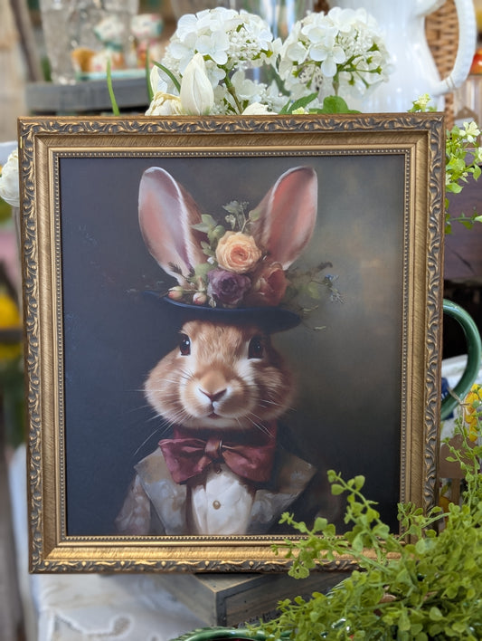 Dapper Bunny portrait framed Print