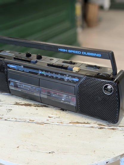 GE "FOUR PLUS 4" AM/FM stereo radio dual cassette recorder