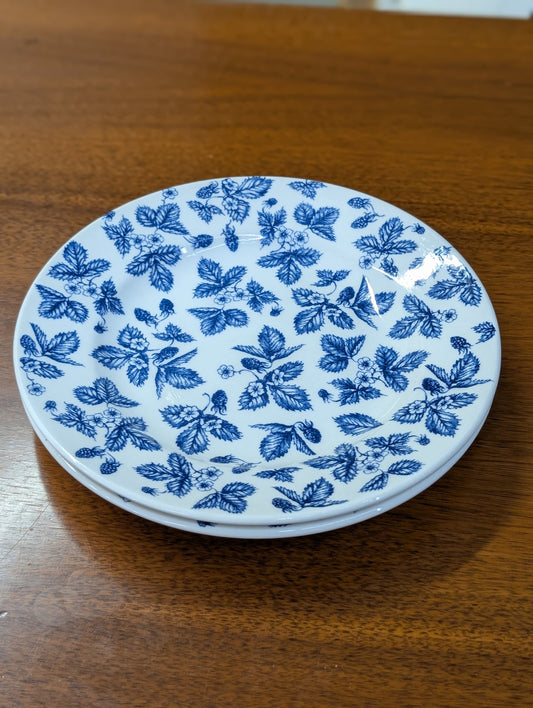 Set of two blue flower plates