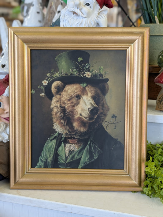 Framed shamrock bear print