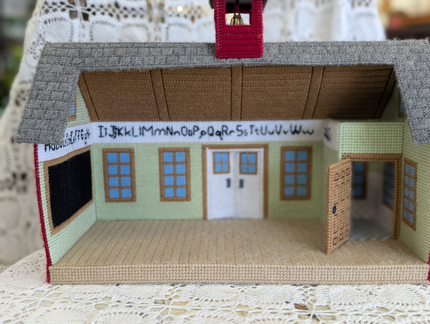 Plastic canvas school house