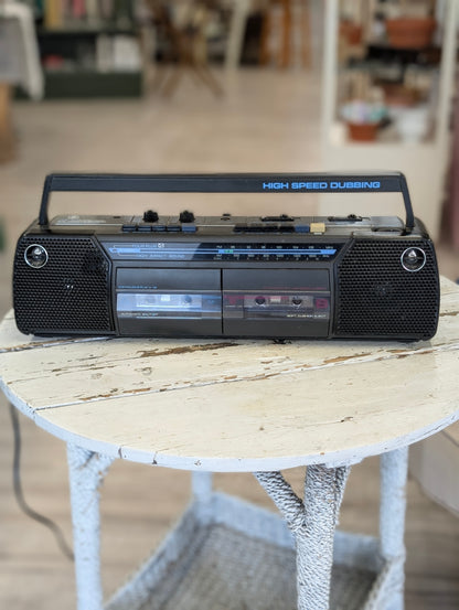 GE "FOUR PLUS 4" AM/FM stereo radio dual cassette recorder