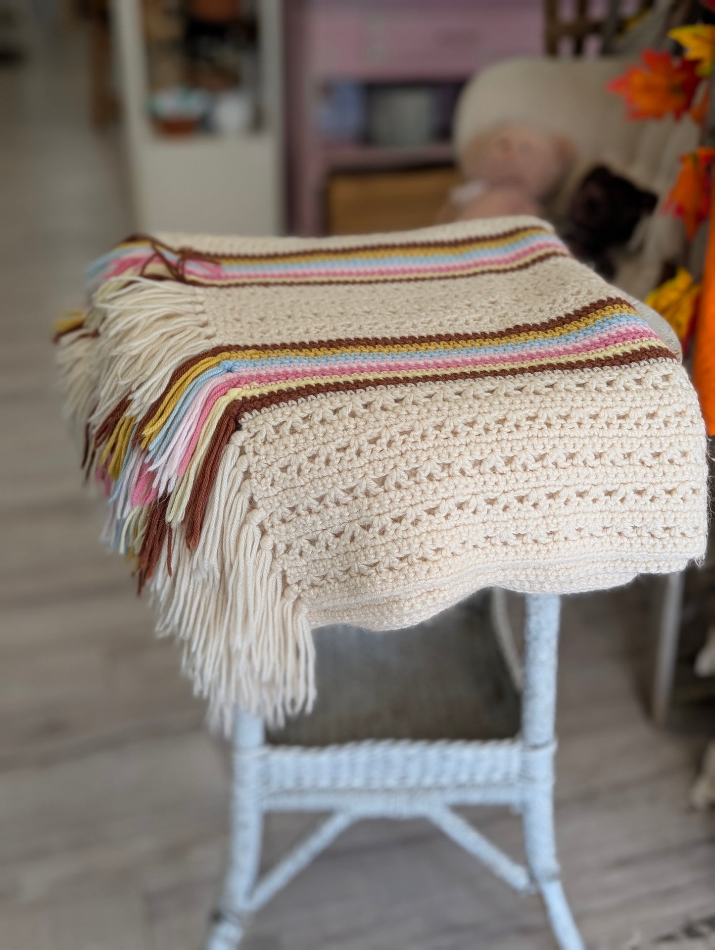White crochet blanket