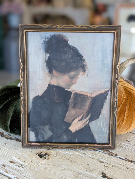 Lady reading framed print