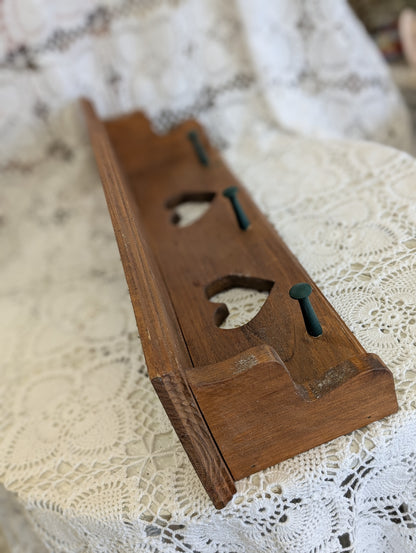 Wooden shelf with hearts