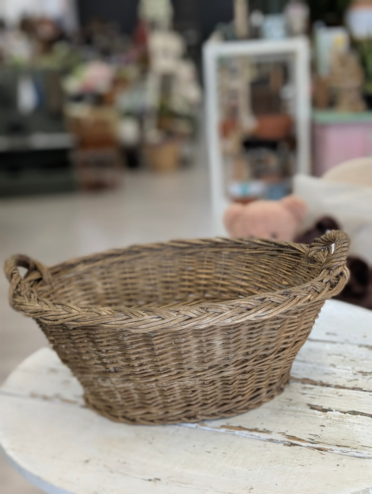 Wicker basket with handles