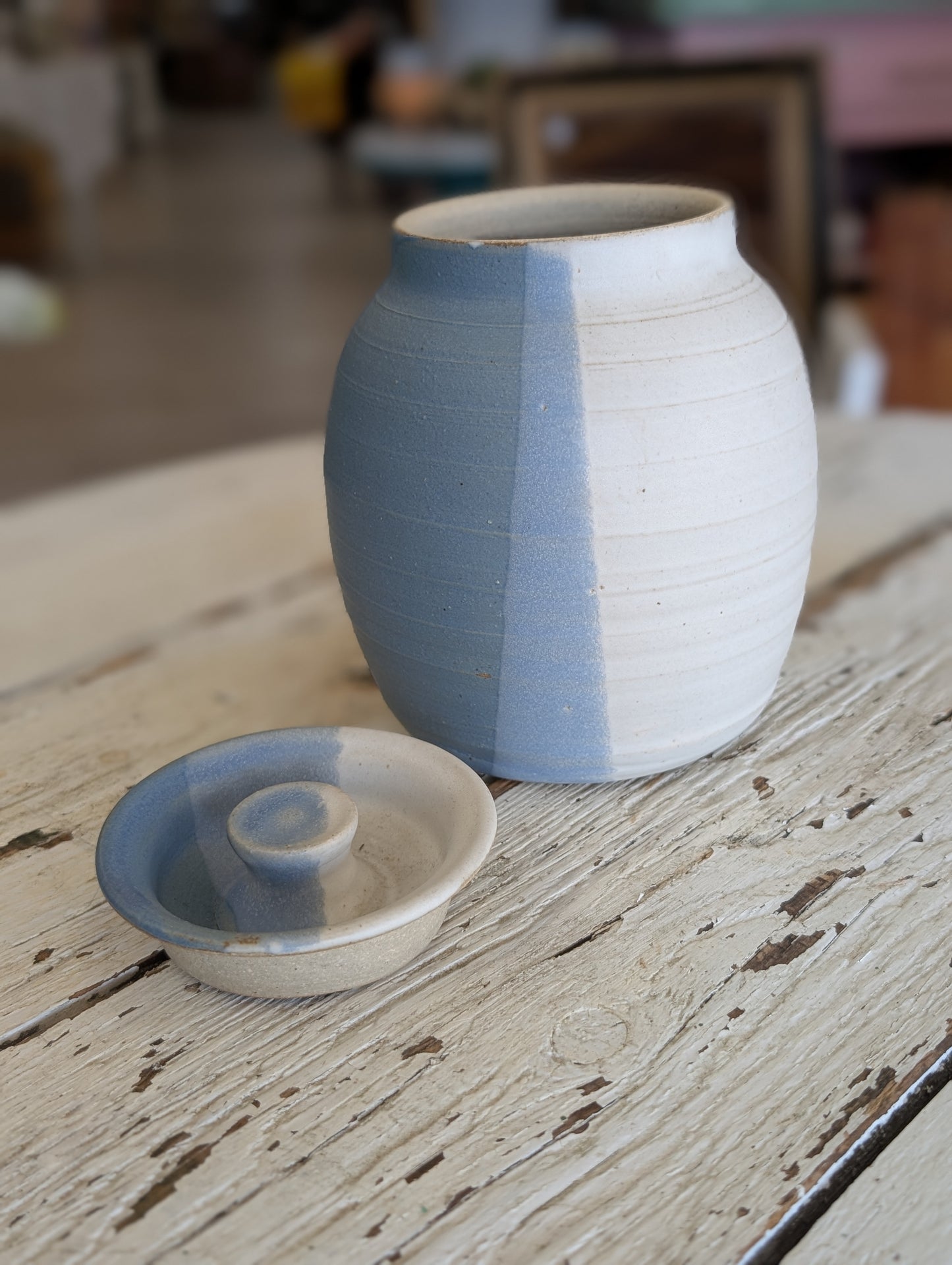 Large blue container pottery