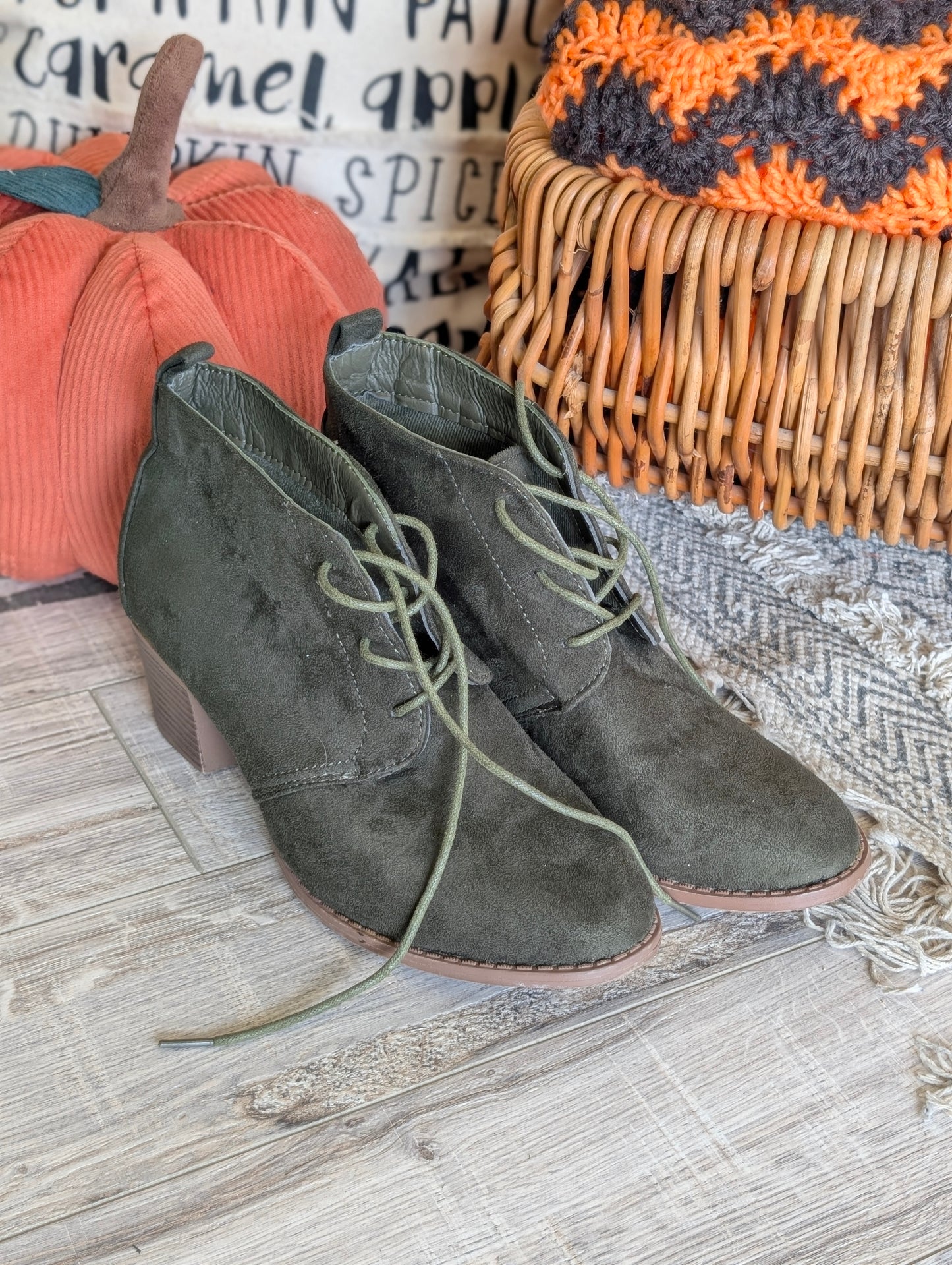 Green tie boots